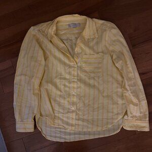 Loft spring or summer blouse long sleeve yellow stripe small
